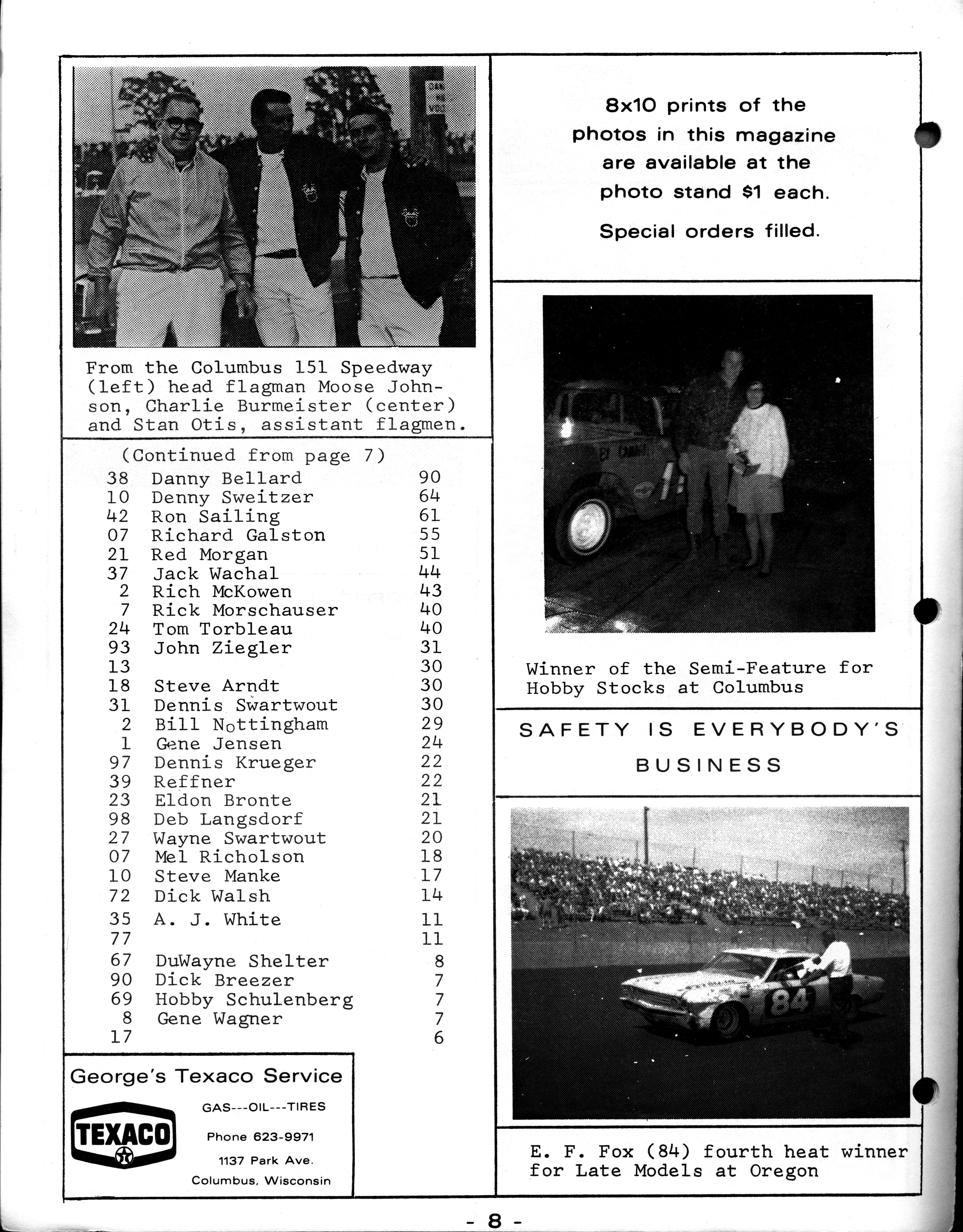 Checkered Flag Racing News June 3, 1969 back cover